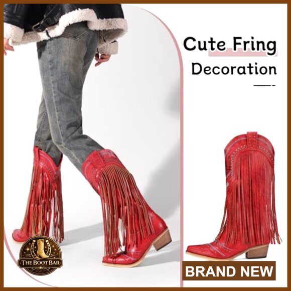 PU Leather Western Knee-High Boots with Chunky Heel and Pointed Toe - Picture 5 of 7